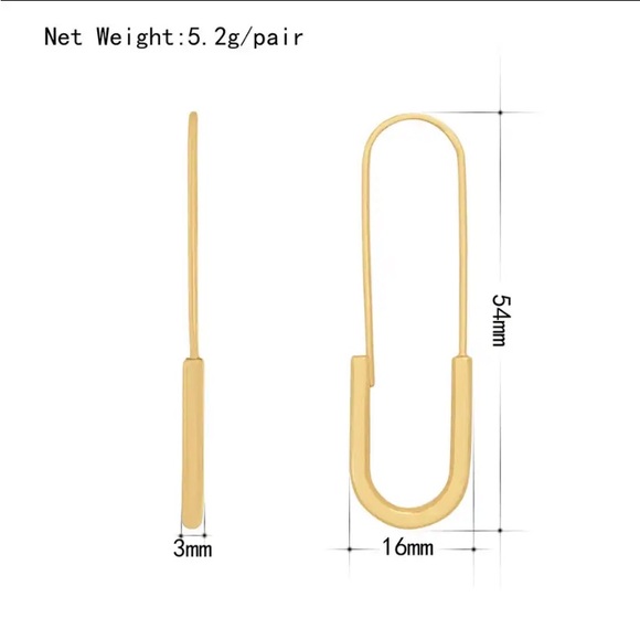 NEW 18K GOLD PLATED SAFETY PIN HOOP EARRINGS - Picture 6 of 6